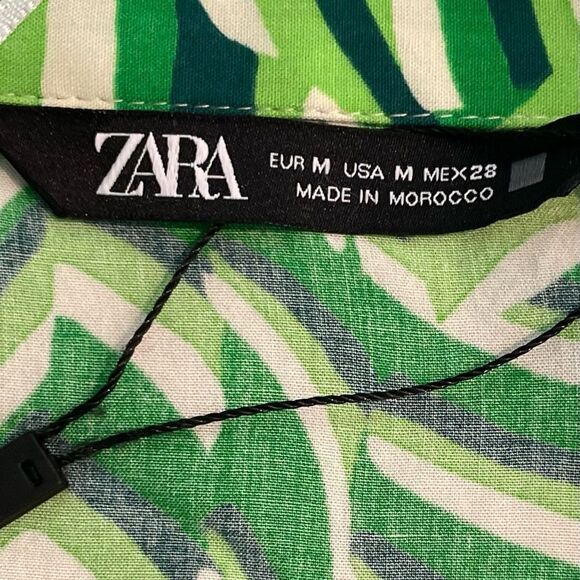 Zara Retro Vibes Green Print Dress Size Medium - Picture 5 of 12